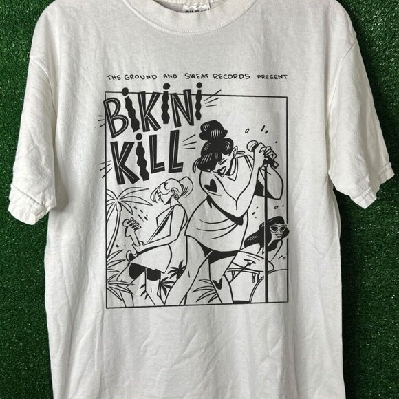 Bikini Kill T-Shirt, The Ground and Sweat Records Present Punk Rock Band Tee 141 - Picture 1 of 5